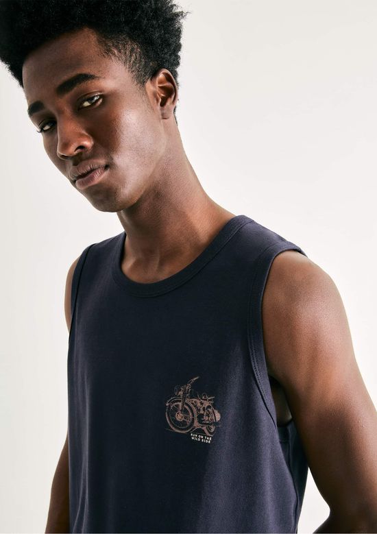 Foto do produto: Regata Básica Masculina Regular Com Estampa - Azul