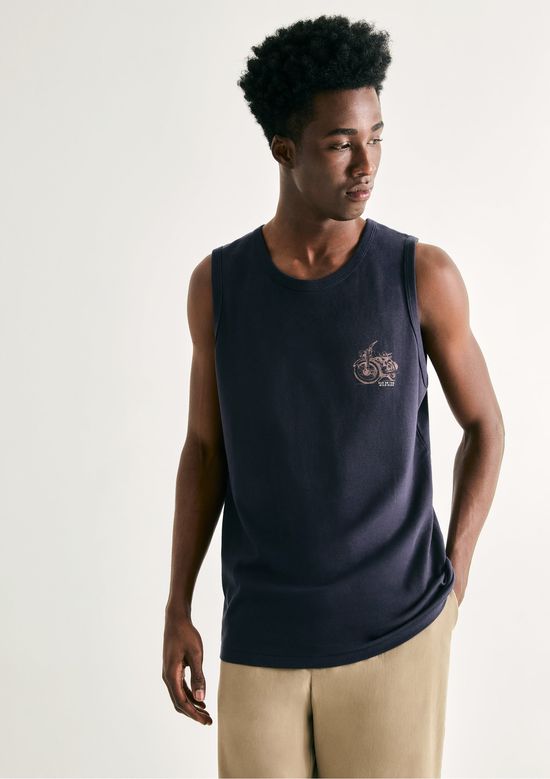 Foto do produto: Regata Básica Masculina Regular Com Estampa - Azul