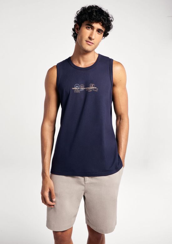 Foto do produto: Regata Básica Masculina Regular Com Estampa - Azul