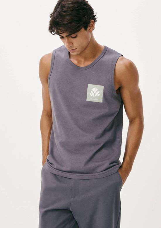 Foto do produto: Regata Básica Masculina Regular Com Estampa - Cinza