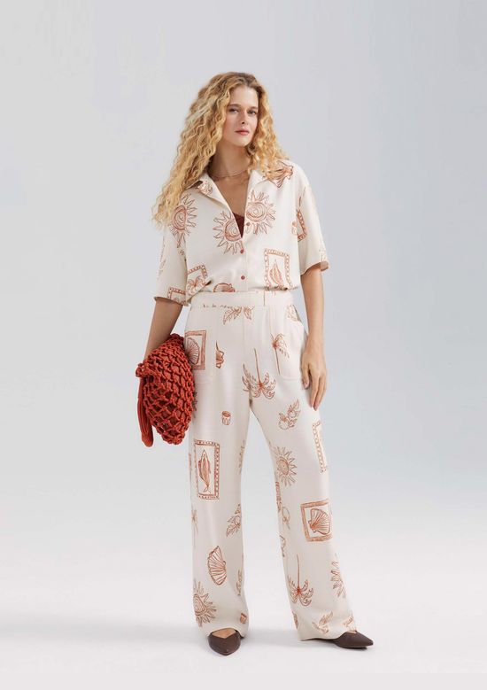 Foto do produto: Calça Feminina Reta Estampada - Creme