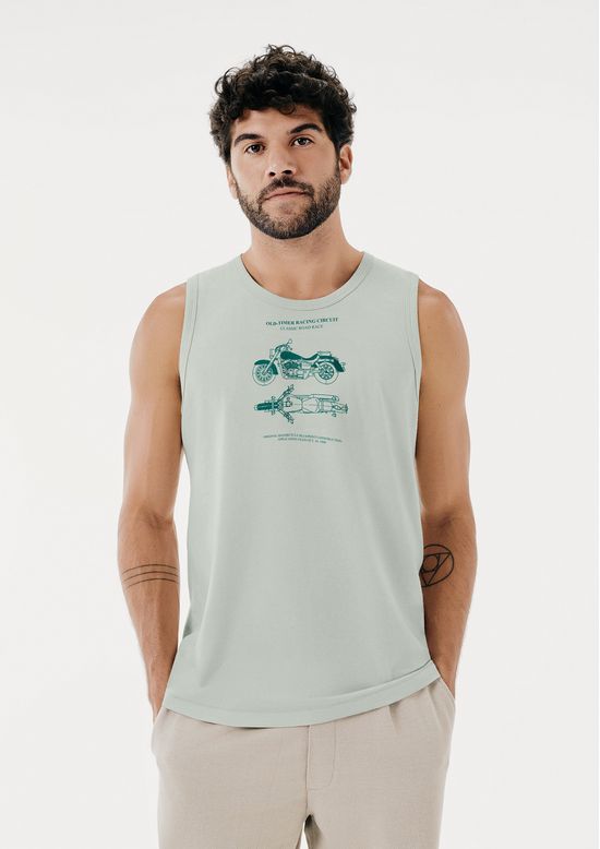 Foto do produto: Regata Básica Masculina Regular Com Estampa - Verde