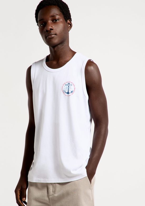 Foto do produto: Regata Básica Masculina Regular Com Estampa - Branco
