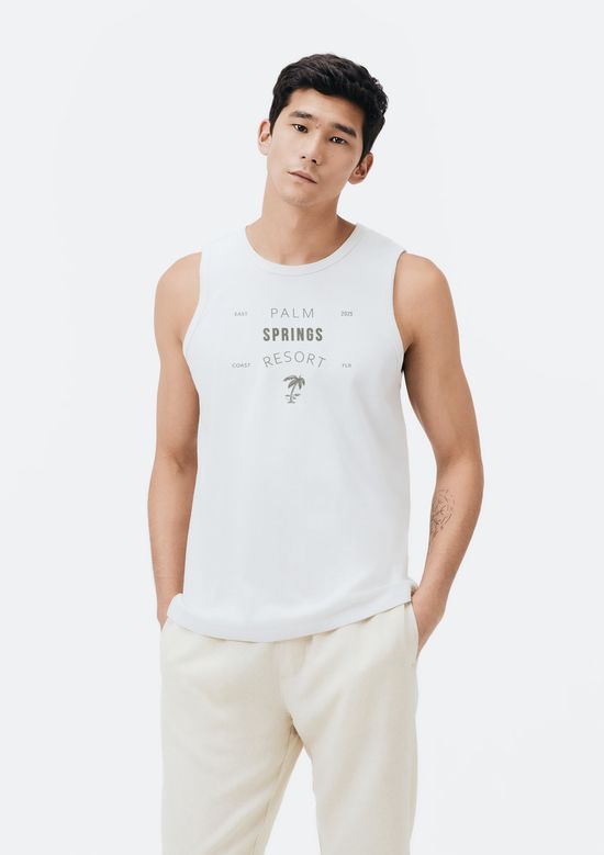 Foto do produto: Regata Básica Masculina Regular Com Estampa - Branco