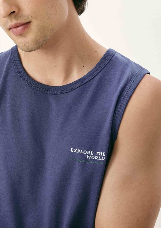 Foto do produto: Regata Básica Masculina Regular Com Estampa - Azul