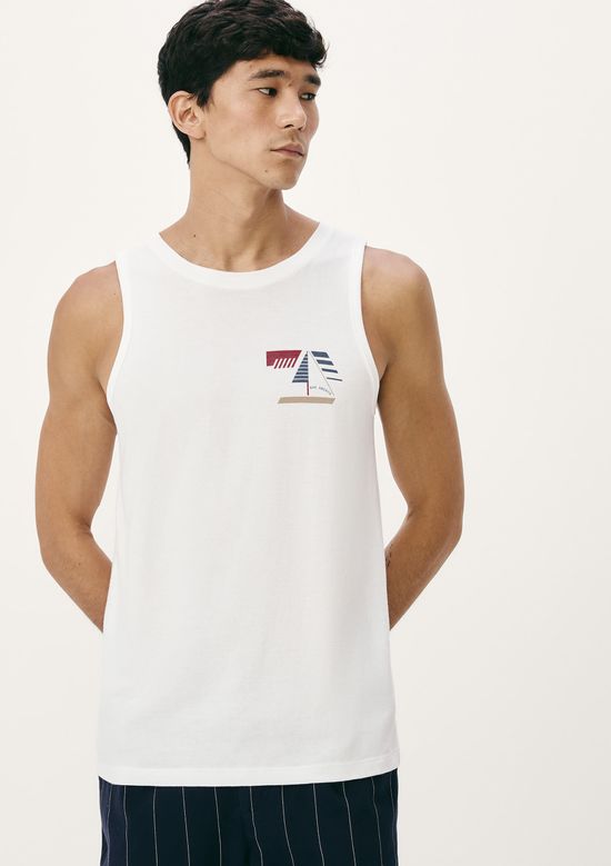 Foto do produto: Regata Básica Masculina Regular Com Estampa - Branco