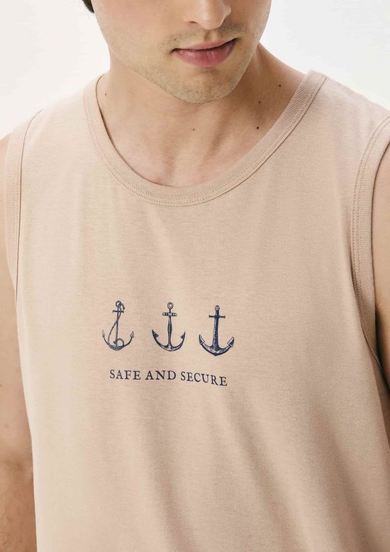 Foto do produto: Regata Básica Masculina Regular Com Estampa - Bege