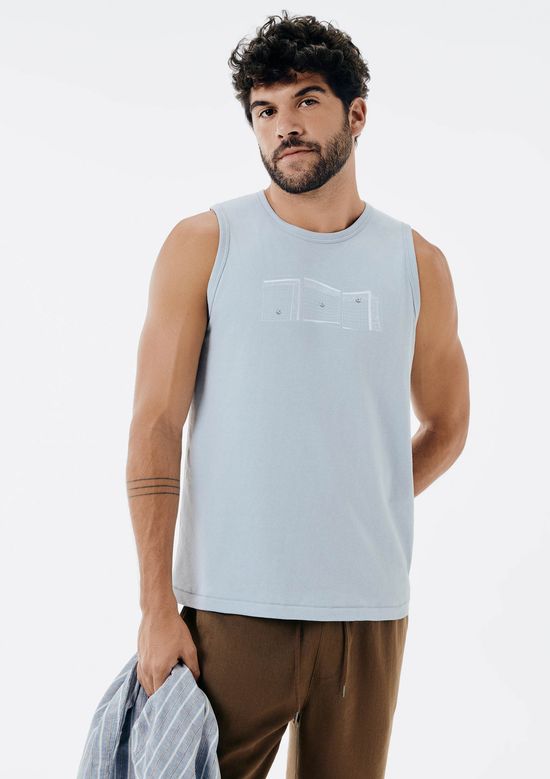 Foto do produto: Regata Básica Masculina Regular Com Estampa - Azul