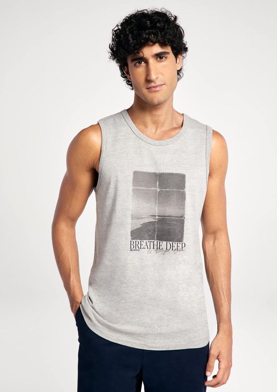 Foto do produto: Regata Básica Masculina Regular Com Estampa - Cinza