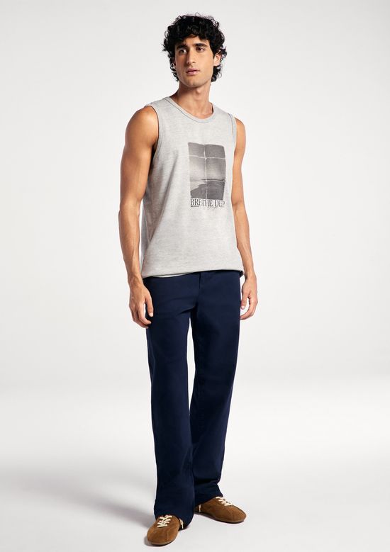 Foto do produto: Regata Básica Masculina Regular Com Estampa - Cinza