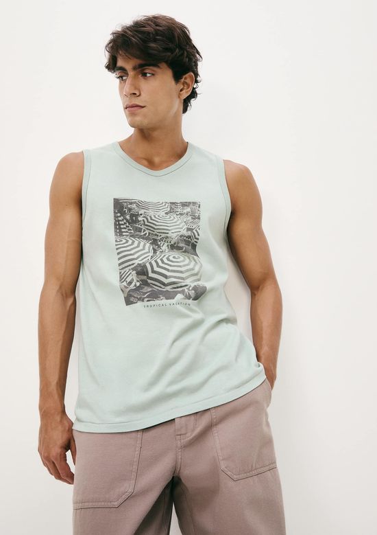 Foto do produto: Regata Básica Masculina Regular Com Estampa - Verde