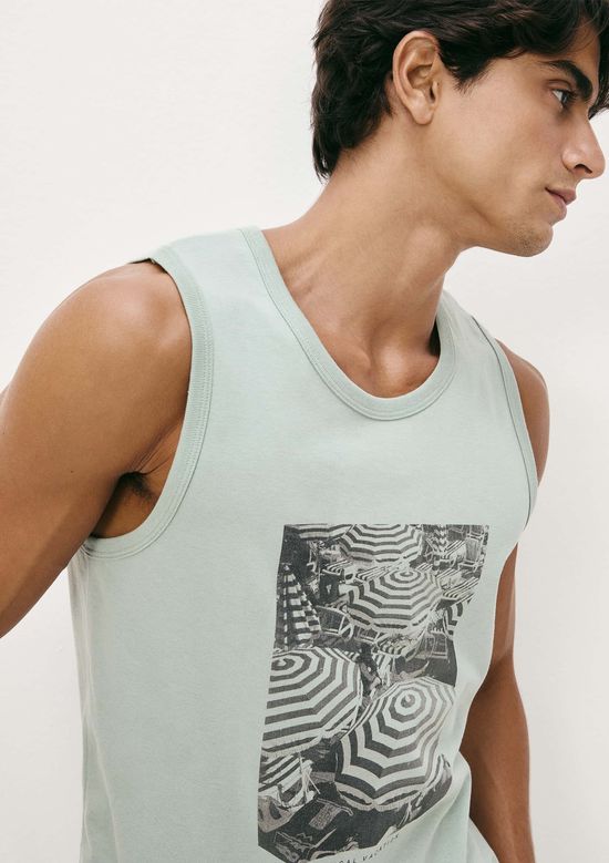 Foto do produto: Regata Básica Masculina Regular Com Estampa - Verde