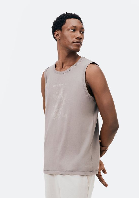 Foto do produto: Regata Básica Masculina Regular Com Estampa - Bege