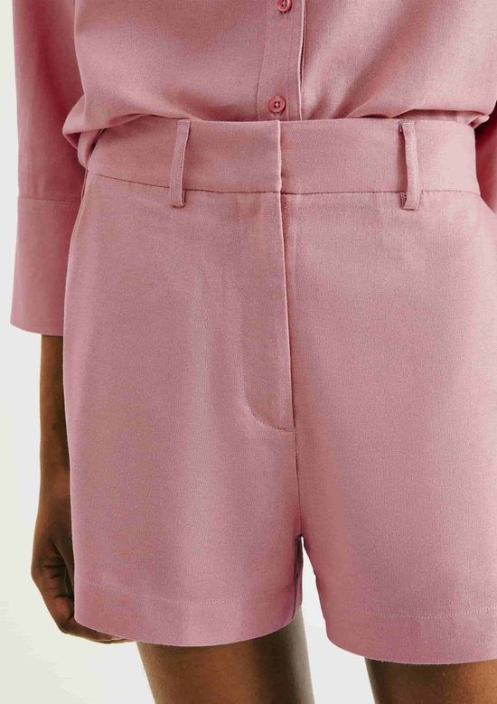 Foto do produto: Shorts Feminino Alfaiataria Com Linho - Rosa
