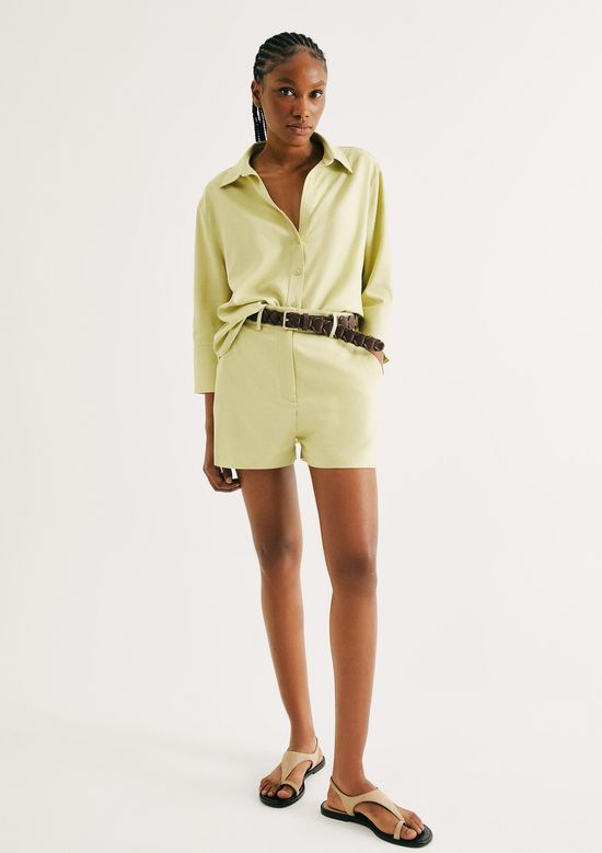 Foto do produto: Shorts Feminino Alfaiataria Com Linho - Verde