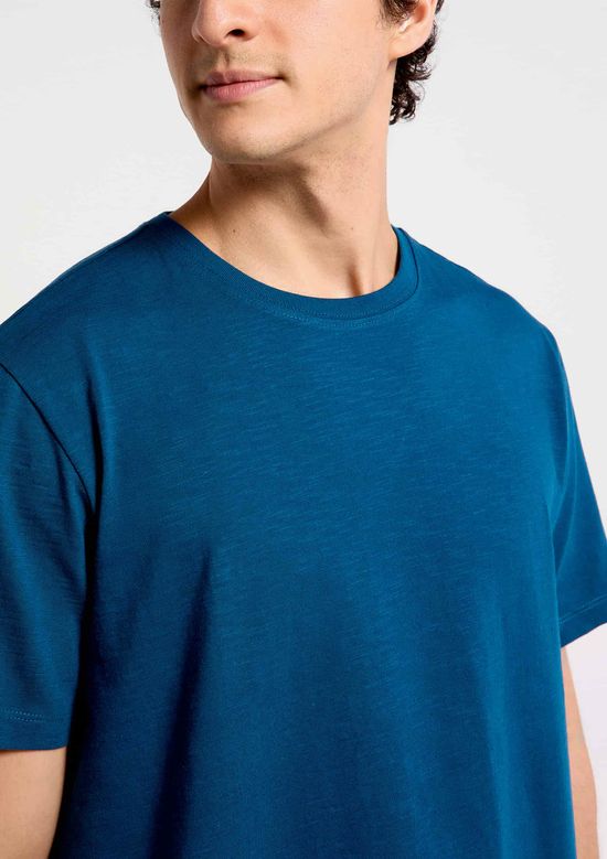 Foto do produto: Camiseta Masculina Comfort Em Malha Flamê - Azul