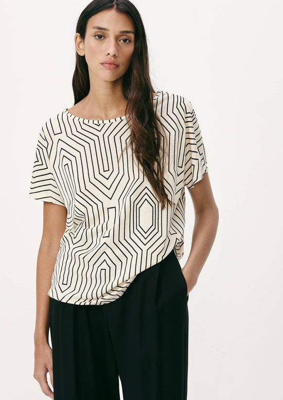 Foto do produto: Blusa Feminina Manga Curta Estampada - Off white