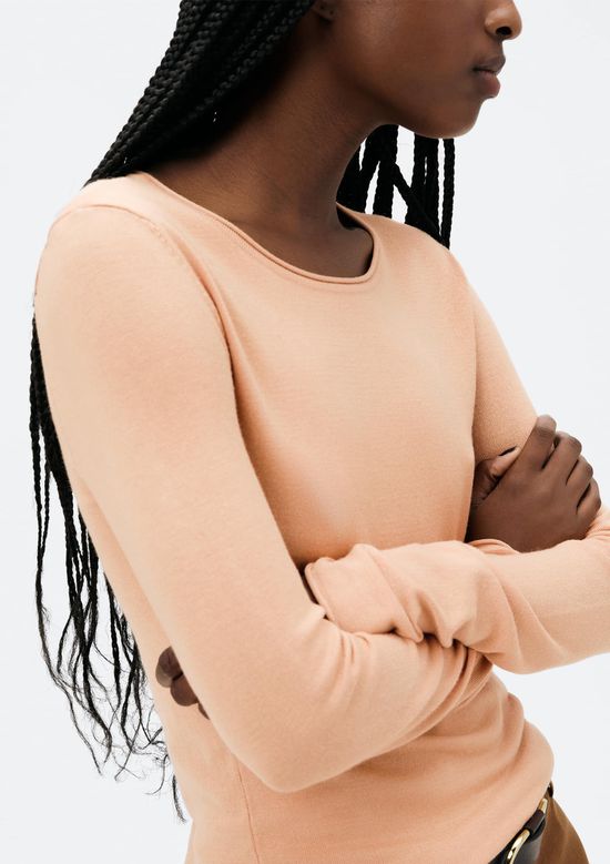 Foto do produto: Blusa Feminina Manga Longa Slim Em Tricô Leve - Salmão