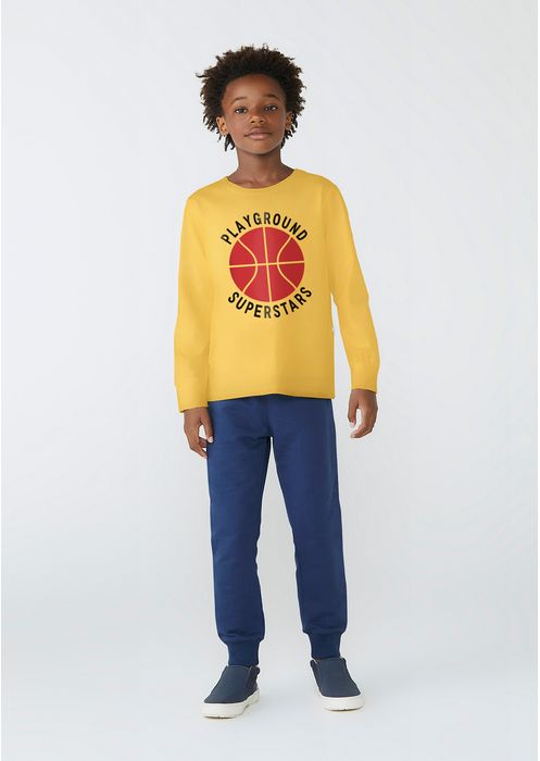 Conjunto Infantil Menino Camiseta E Legging - Amarelo