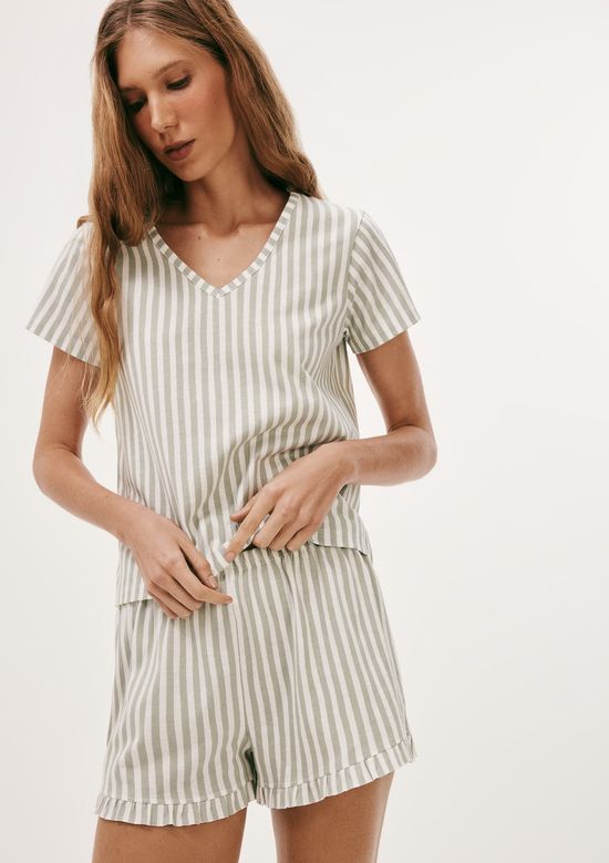 Foto do produto: Pijama Curto Feminino Estampado Decote V - Cinza