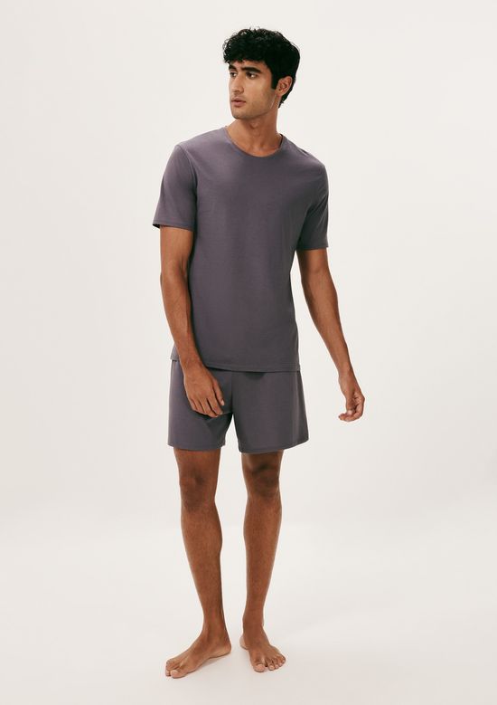Foto do produto: Pijama Curto Masculino Comfort Em Algodão Pima - Azul