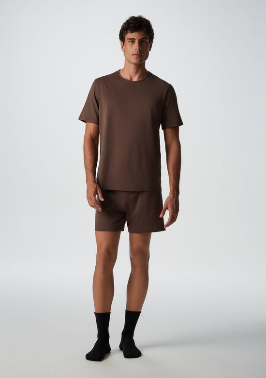 Foto do produto: Pijama Curto Masculino Comfort Em Algodão Pima - Marrom