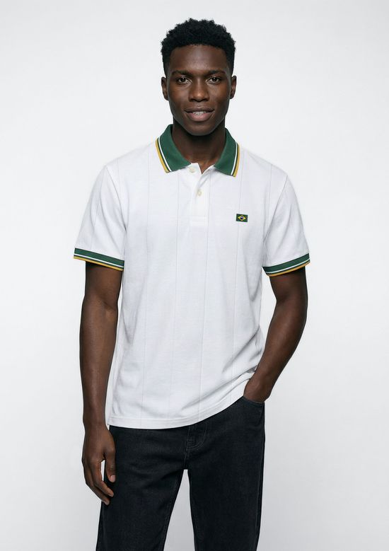 Foto do produto: Polo Masculina Manga Curta Esportiva Com Patch Copa - Off white