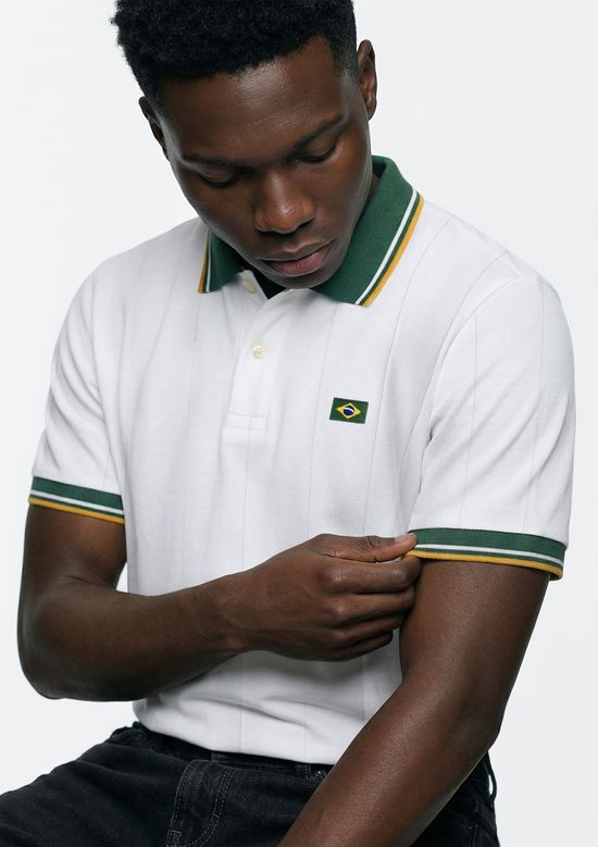 Foto do produto: Polo Masculina Manga Curta Esportiva Com Patch Copa - Off white