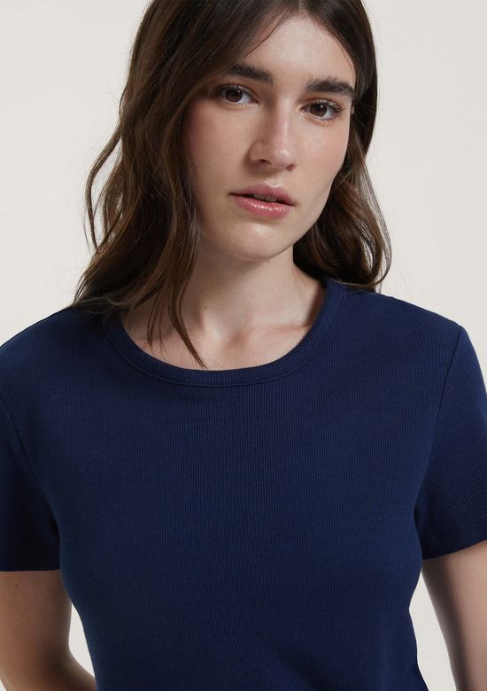 Foto do produto: Pijama Curto Feminino Em Ribana Canelada - Azul