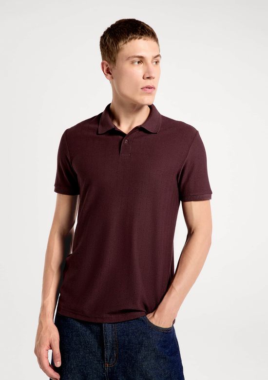 Foto do produto: Camisa Polo Masculina Manga Curta Texturizada - Vinho