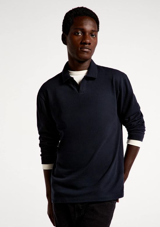Foto do produto: Camisa Polo Masculina Manga Longa Texturizada - Azul