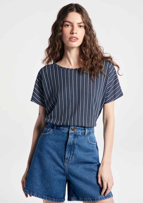 Foto do produto: Blusa Feminina Manga Curta Estampada - Azul