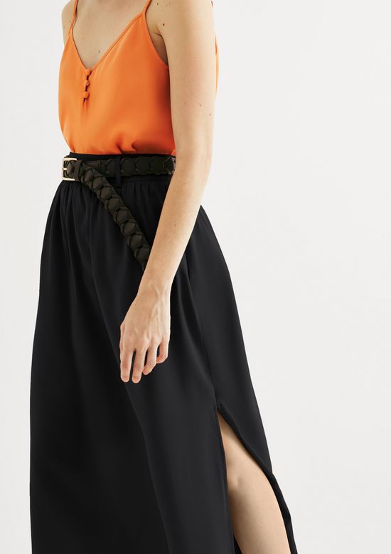 Foto do produto: Saia Midi Cintura Média Em Peach Touch - Preto