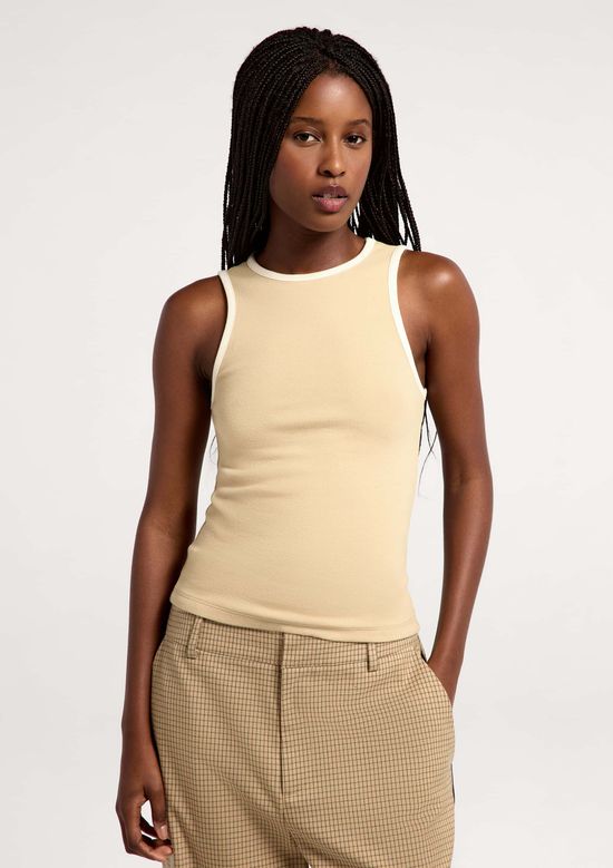 Foto do produto: Regata Feminina Friso Contrastante - Bege