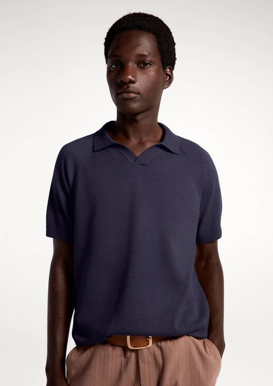 Foto do produto: Polo Masculina Manga Curta Em Tricô - Azul