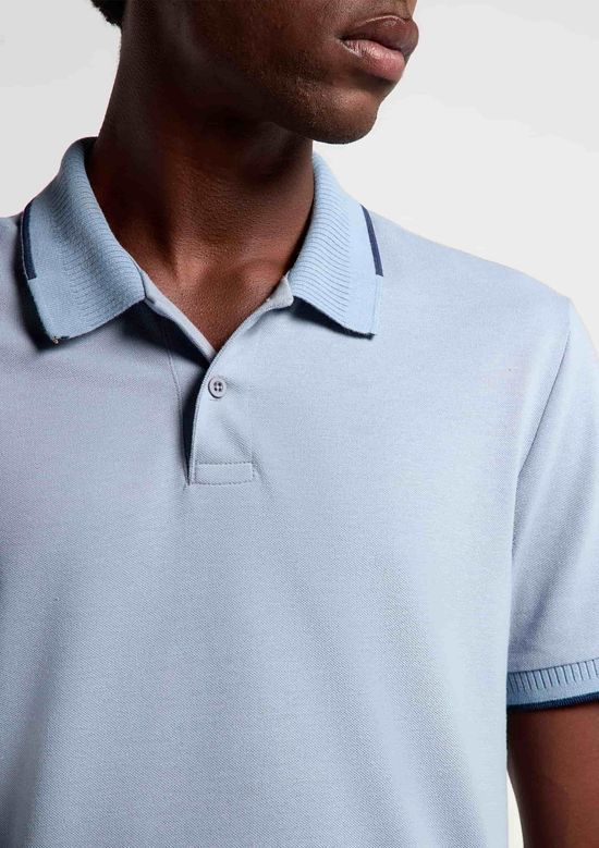 Foto do produto: Polo Masculina Manga Curta Em Piquet - Azul