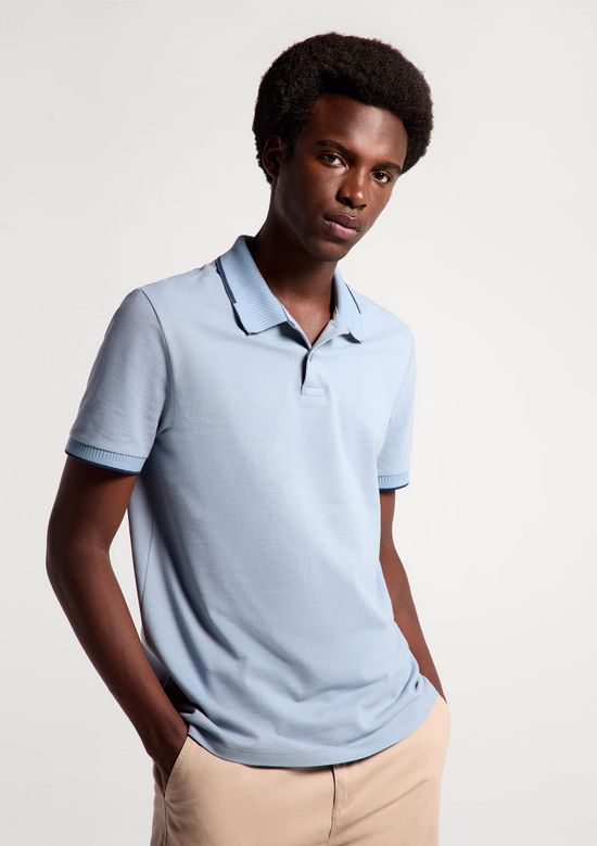 Foto do produto: Polo Masculina Manga Curta Em Piquet - Azul