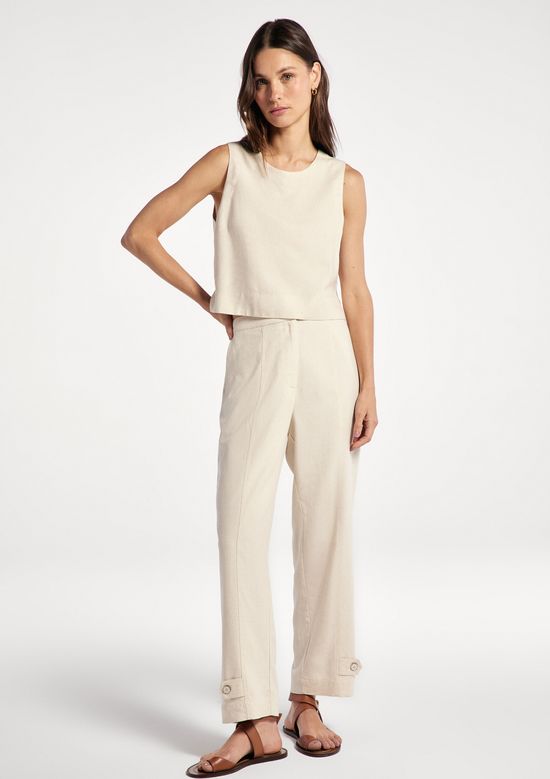 Foto do produto: Regata Feminina Com Linho - Creme