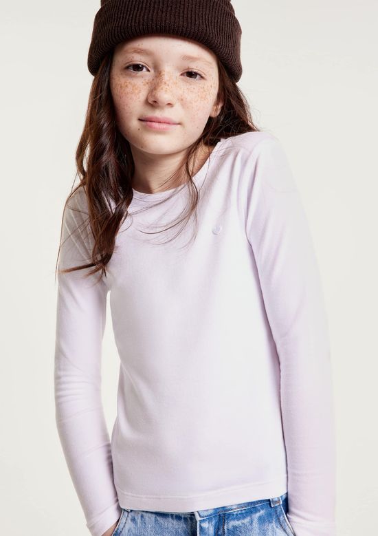 Foto do produto: Blusa Básica Infantil Menina Manga Longa Com Patch Hering Kids - Branco