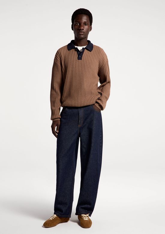 Foto do produto: Blusão Polo Masculina Tricô Texturizado - Marrom