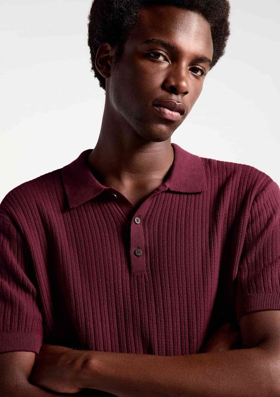 Foto do produto: Polo Masculina Em Tricô Texturizado - Vinho
