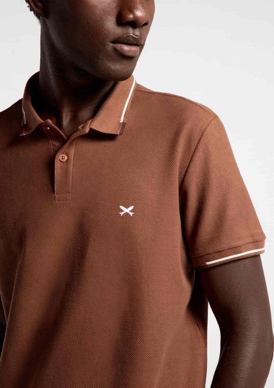 Foto do produto: Camisa Polo Masculina Manga Curta Com Bordado - Marrom