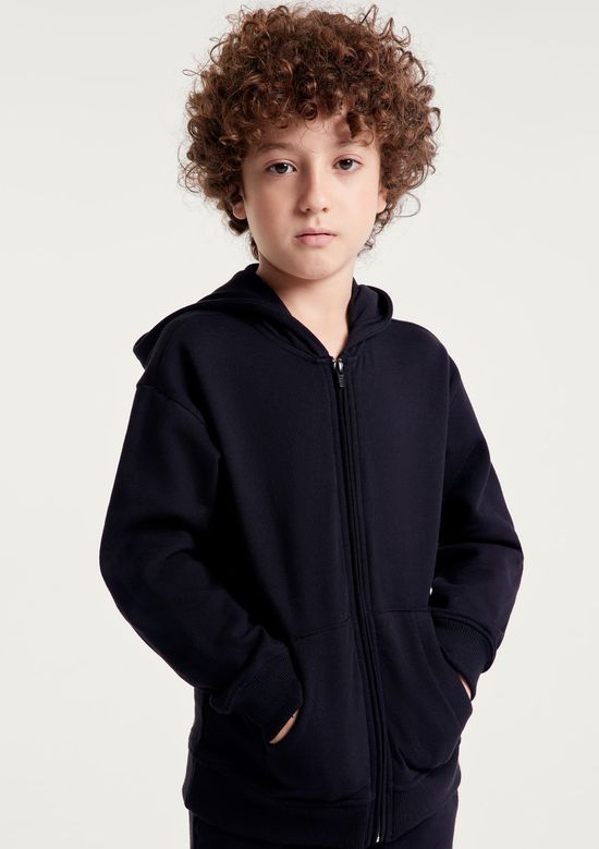 Foto do produto: Jaqueta Básica Infantil Unissex Com Capuz - Preto