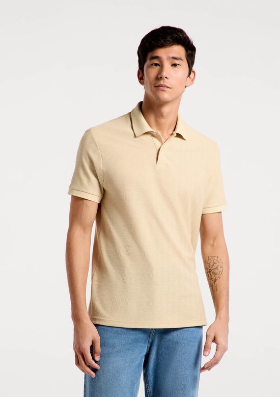 Foto do produto: Camisa Polo Masculina Manga Curta Texturizada - Bege