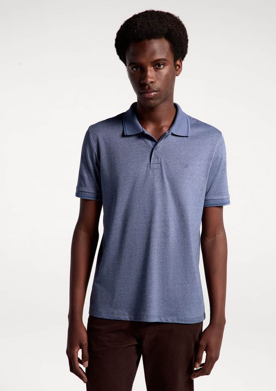Foto do produto: Camisa Polo Básica Masculina Em Malha Texturizada - Azul