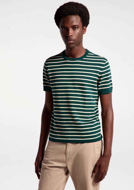 Foto do produto: Camiseta Masculina Tricô Fio Tinto Listrado - Verde