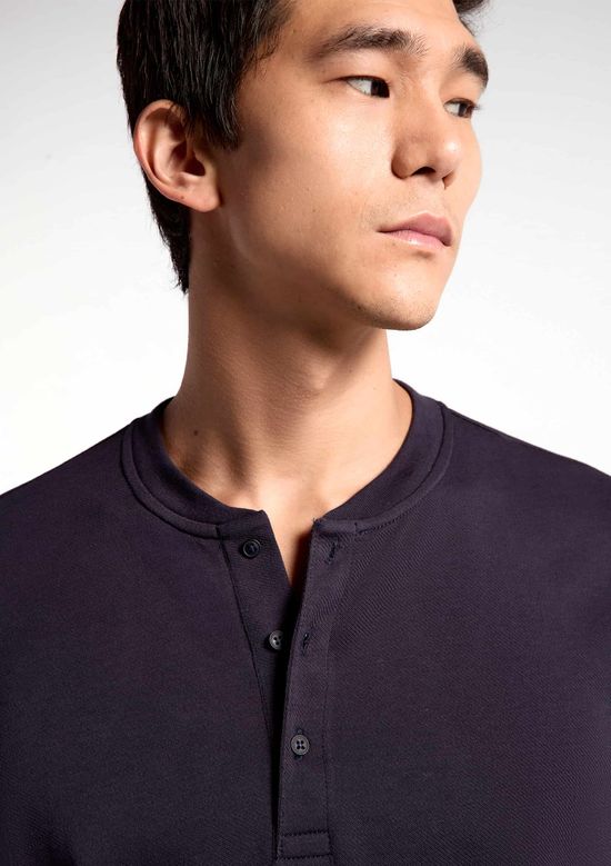 Foto do produto: Camiseta Básica Henley Masculina Regular Texturizada - Azul