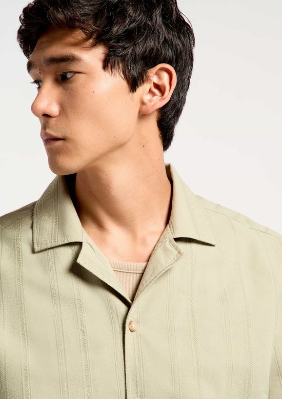 Foto do produto: Camisa Masculina Listrada Em Algodão - Cinza