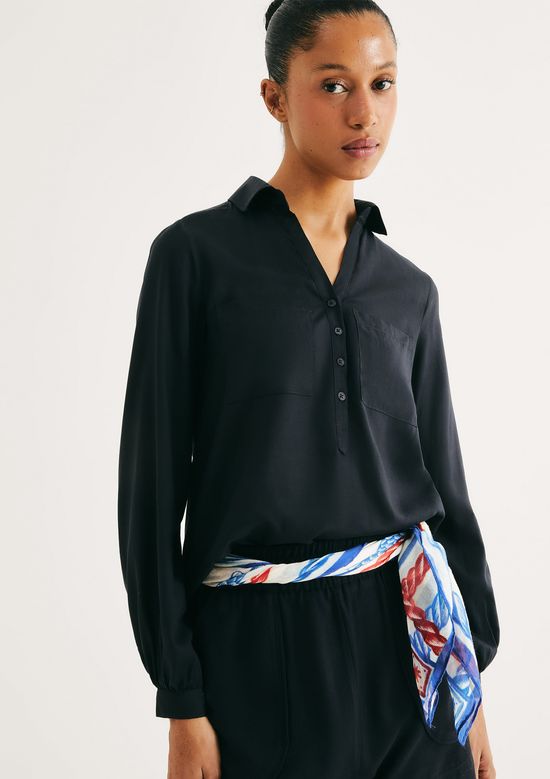 Foto do produto: Camisa Básica Feminina Manga Longa Em Viscose - Preto