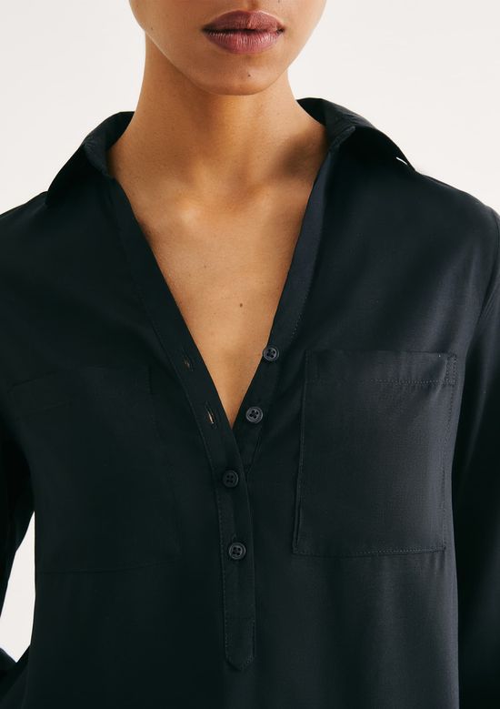 Foto do produto: Camisa Básica Feminina Manga Longa Em Viscose - Preto